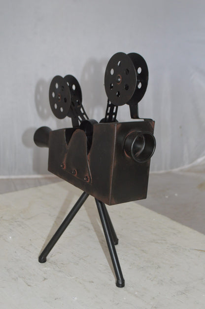 Movie Reel Abstract Metal Statue on tripod -  Size: 12"L x 6"W x 15"H.