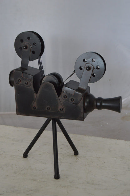 Movie Reel Abstract Metal Statue on tripod -  Size: 12"L x 6"W x 15"H.