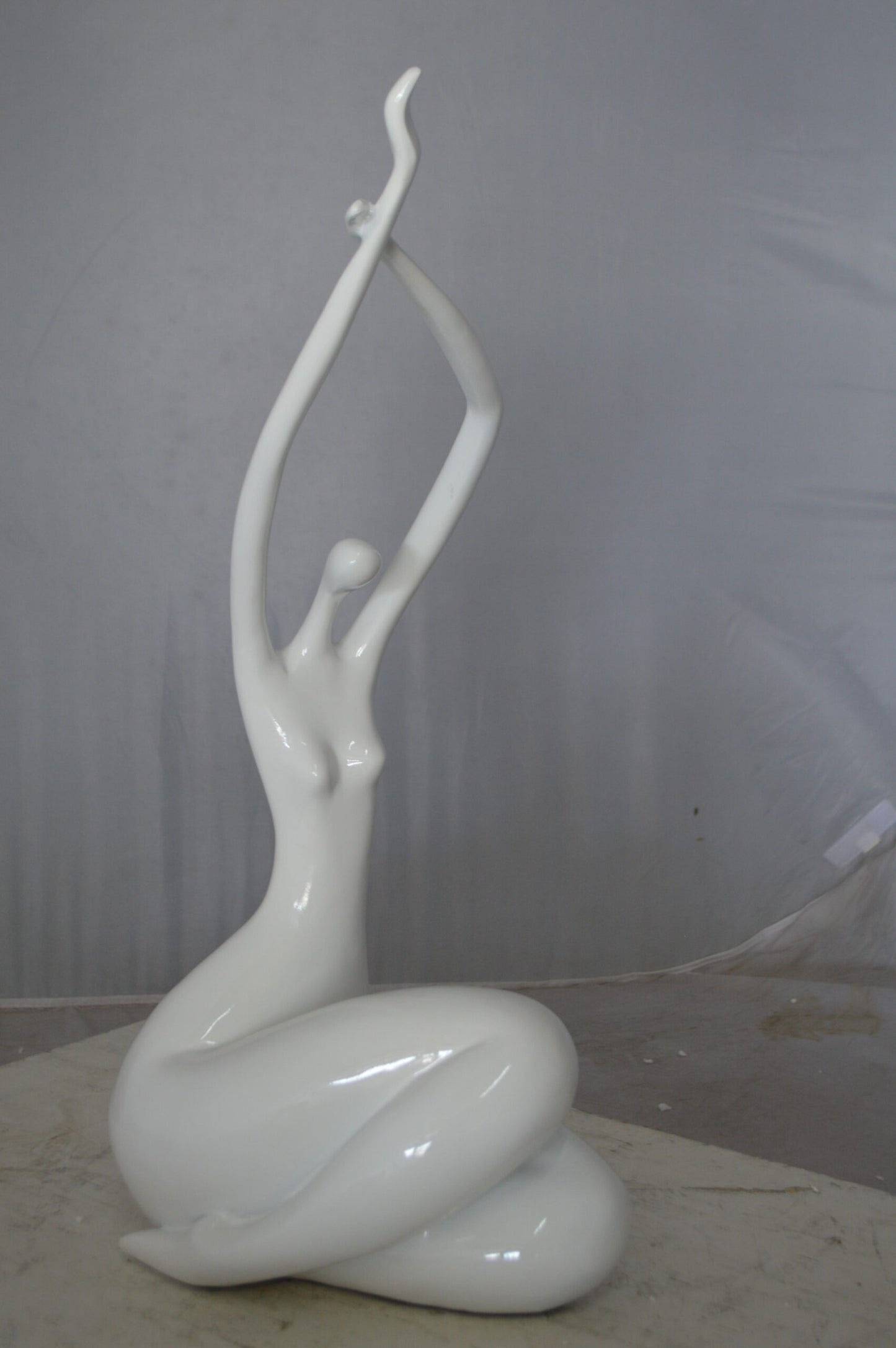 Modern Art Large Dancer in Action Resin Statue -  Size: 12"L x 8"W x 25"H.
