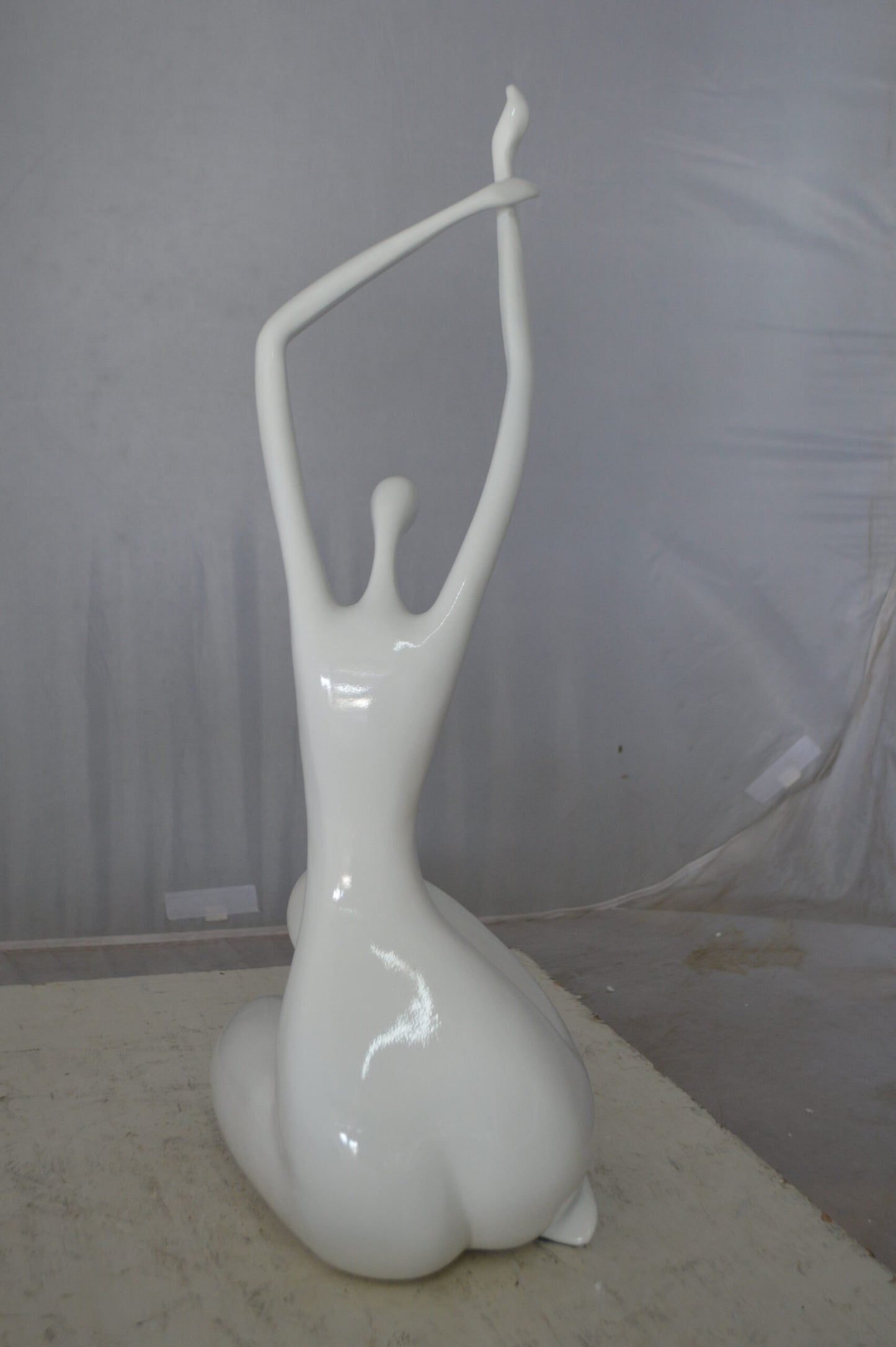 Modern Art Large Dancer in Action Resin Statue -  Size: 12"L x 8"W x 25"H.