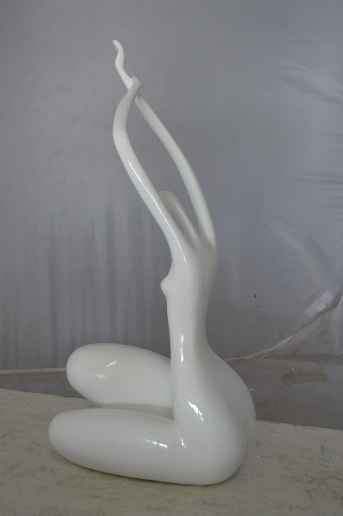 Modern Art Large Dancer in Action Resin Statue -  Size: 12"L x 8"W x 25"H.
