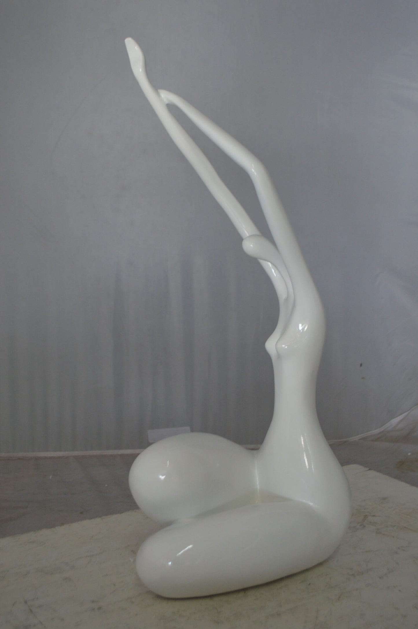 Modern Art Large Dancer in Action Resin Statue -  Size: 12"L x 8"W x 25"H.