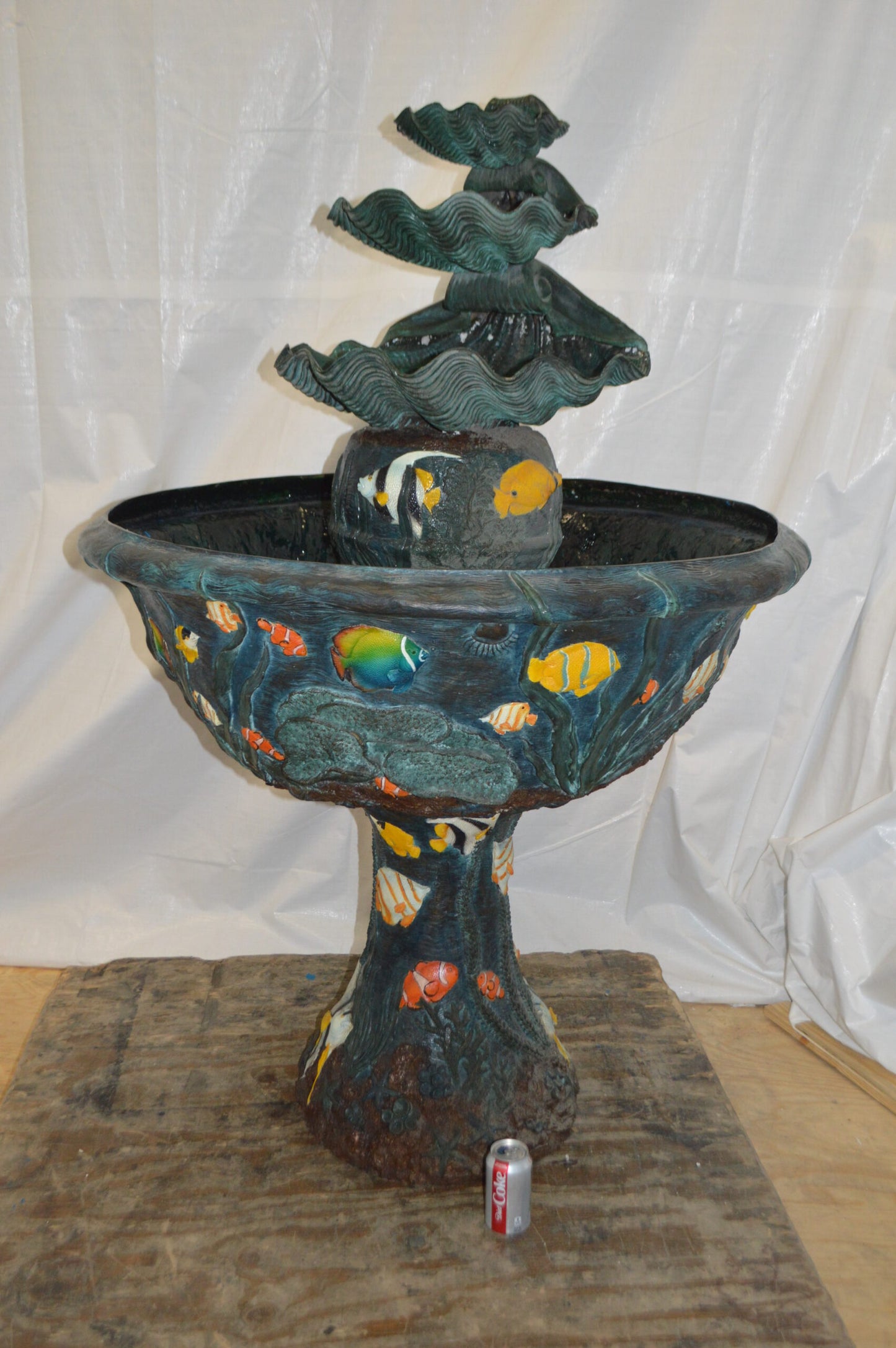 Bawl Bronze Fountain with three steps shells -  Size: 43"L x 43"W x 63"H.