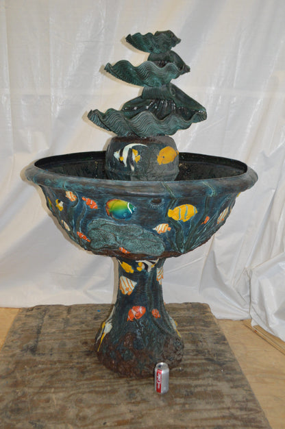 Bawl Bronze Fountain with three steps shells -  Size: 43"L x 43"W x 63"H.