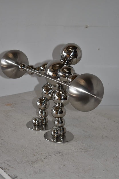 Modern Art Weightlifter Second Pull Position Chrome Statue Size: 20" x 9" x 12"H