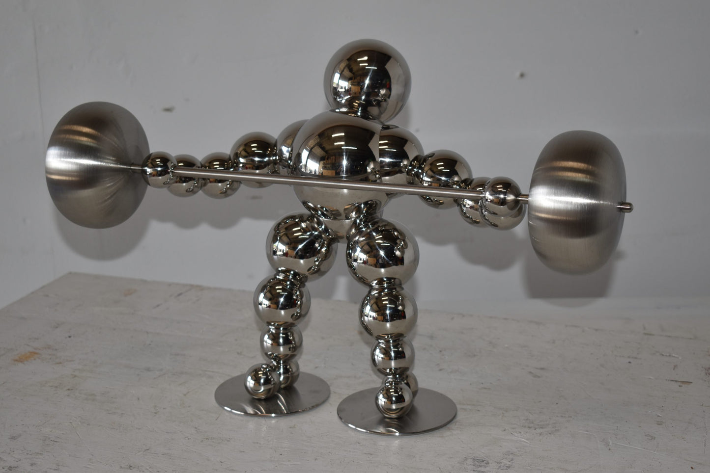 Modern Art Weightlifter Second Pull Position Chrome Statue Size: 20" x 9" x 12"H