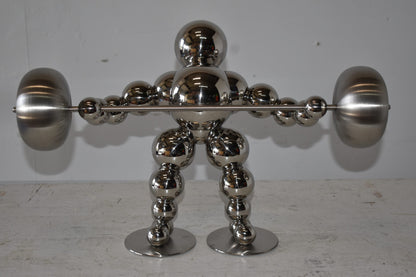 Modern Art Weightlifter Second Pull Position Chrome Statue Size: 20" x 9" x 12"H