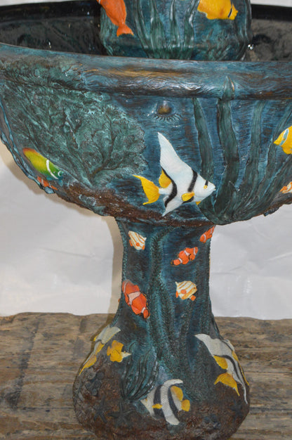 Bawl Bronze Fountain with three steps shells -  Size: 43"L x 43"W x 63"H.