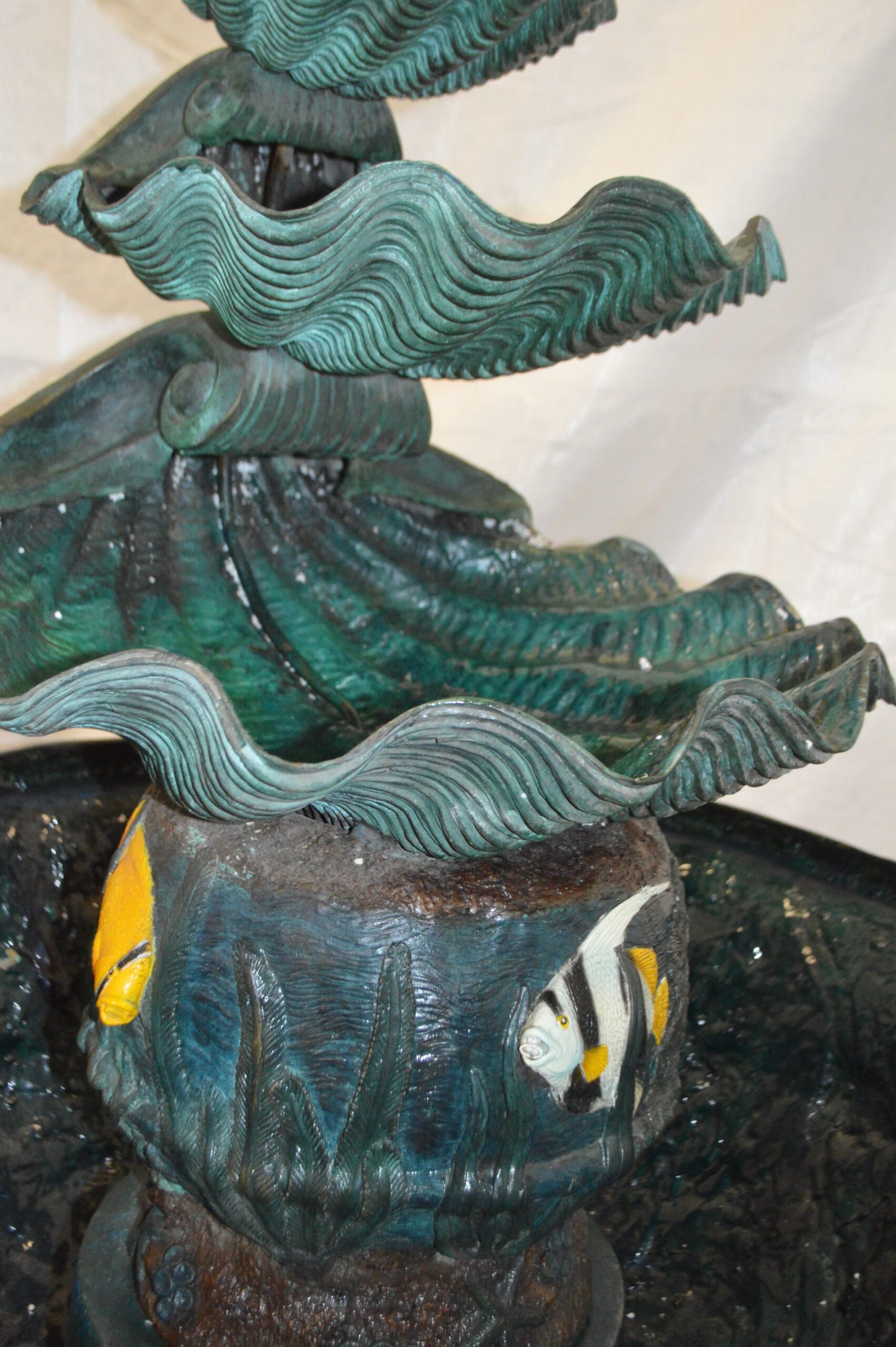 Bawl Bronze Fountain with three steps shells -  Size: 43"L x 43"W x 63"H.