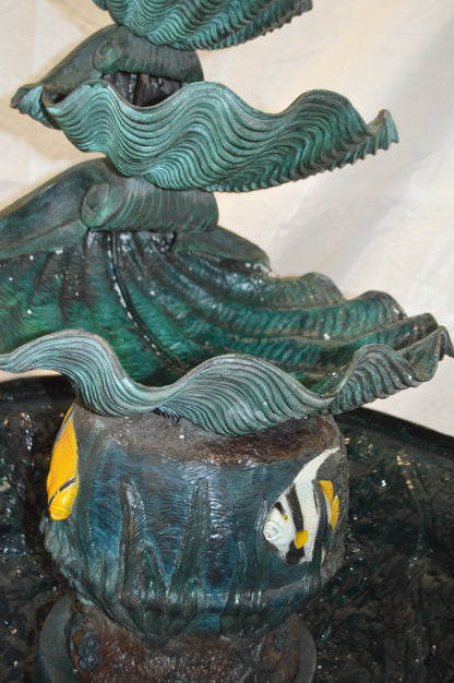 Bawl Bronze Fountain with three steps shells -  Size: 43"L x 43"W x 63"H.