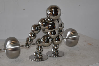 Modern Art Weightlifter First Pull Position Chrome Statue Size: 20" x 8" x 11"H