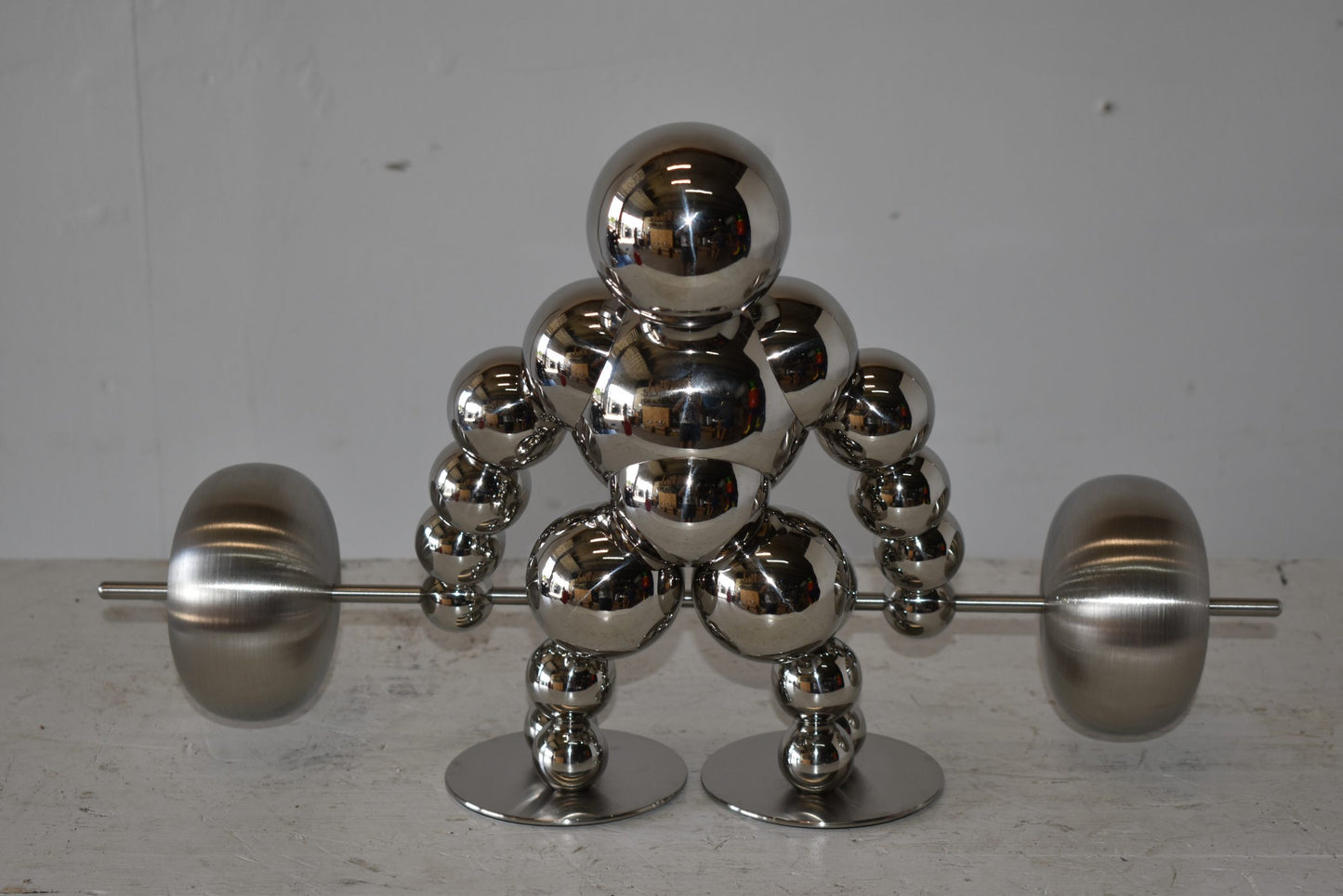 Modern Art Weightlifter First Pull Position Chrome Statue Size: 20" x 8" x 11"H