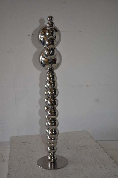 Modern Abstract of a Happy Man Metal Chrome Balls Statue Size: 14" x 6" x 26"H