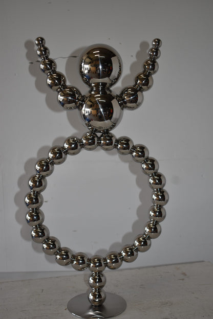 Modern Abstract of a Happy Man Metal Chrome Balls Statue Size: 14" x 6" x 26"H