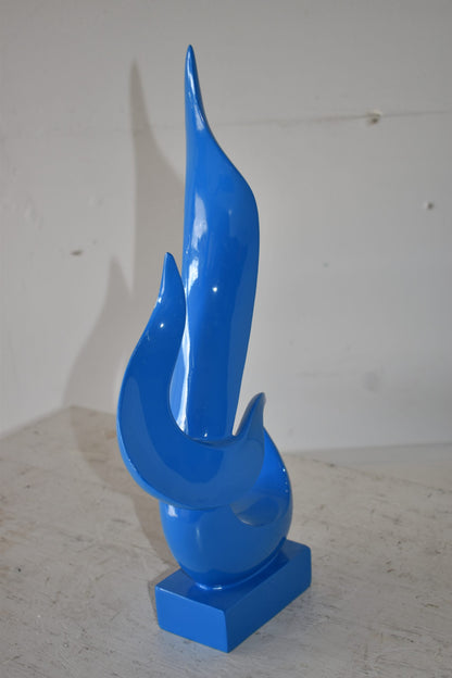 Modern Art Abstract of Fire Blue Resin Statue Size: 8" x 3" x 16"H