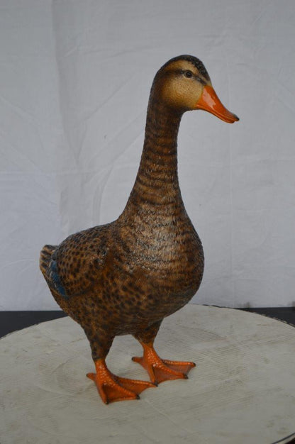Duck Standing Bronze Statue -  Size: 19"L x 7"W x 21"H.