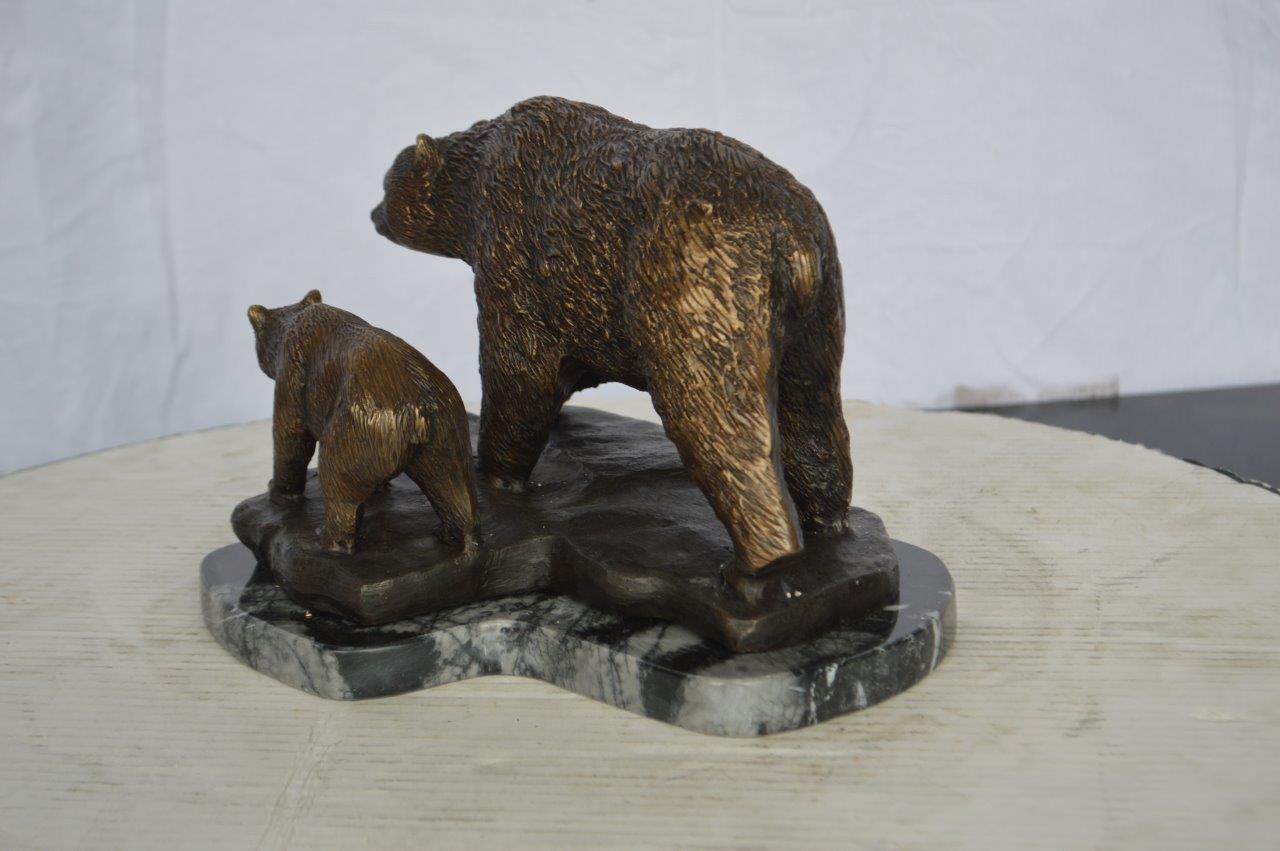 Mother and A Baby Bear Bronze Statue -  Size: 11"L x 8"W x 6"H.