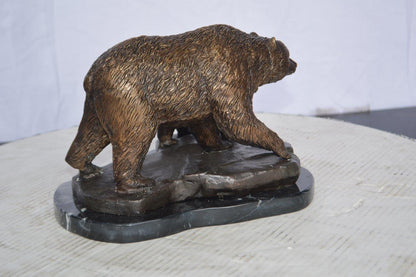 Mother and A Baby Bear Bronze Statue -  Size: 11"L x 8"W x 6"H.