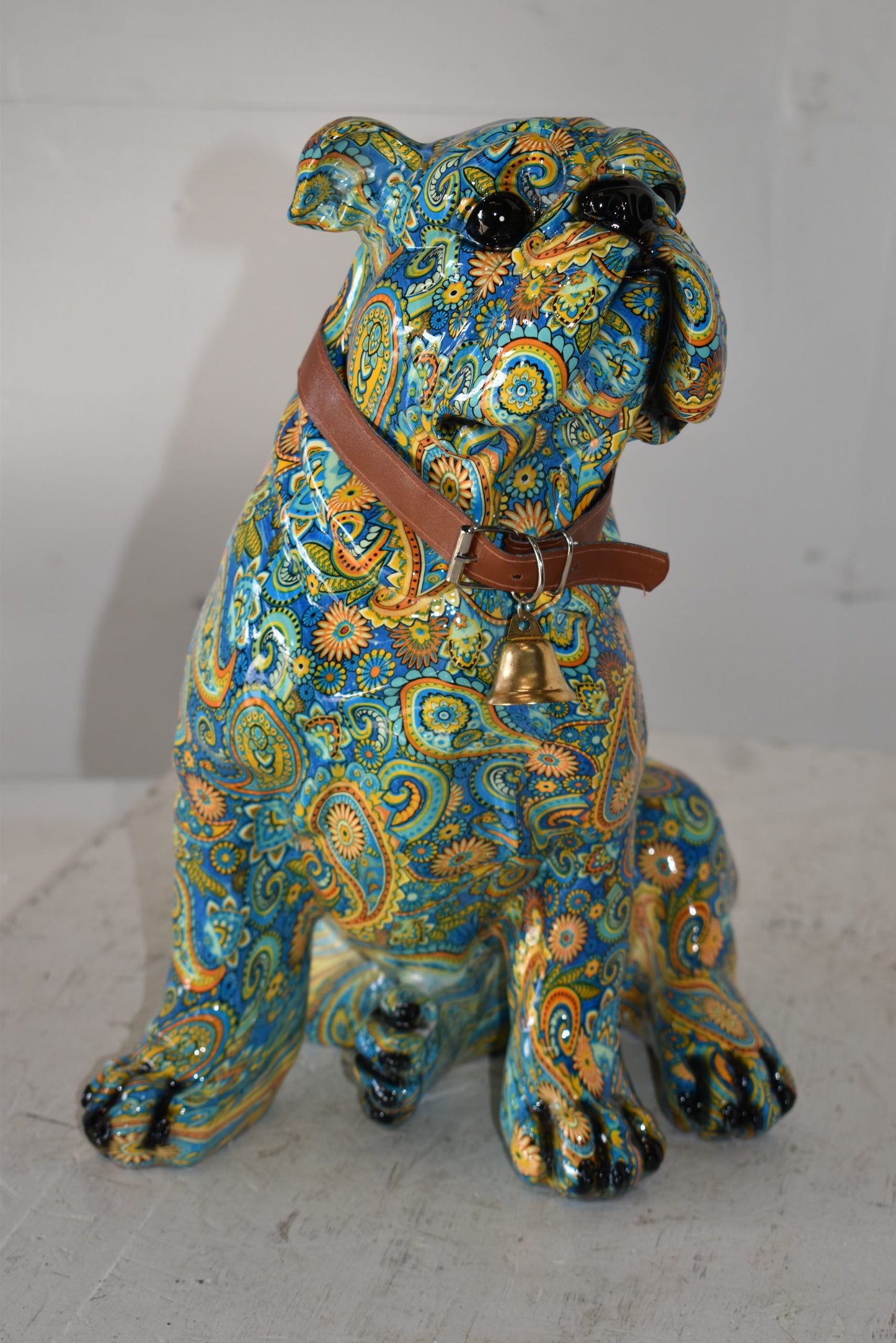 Modern Graffiti Bulldog Statue Made of Resin Size: 13" x 11" x 15"H