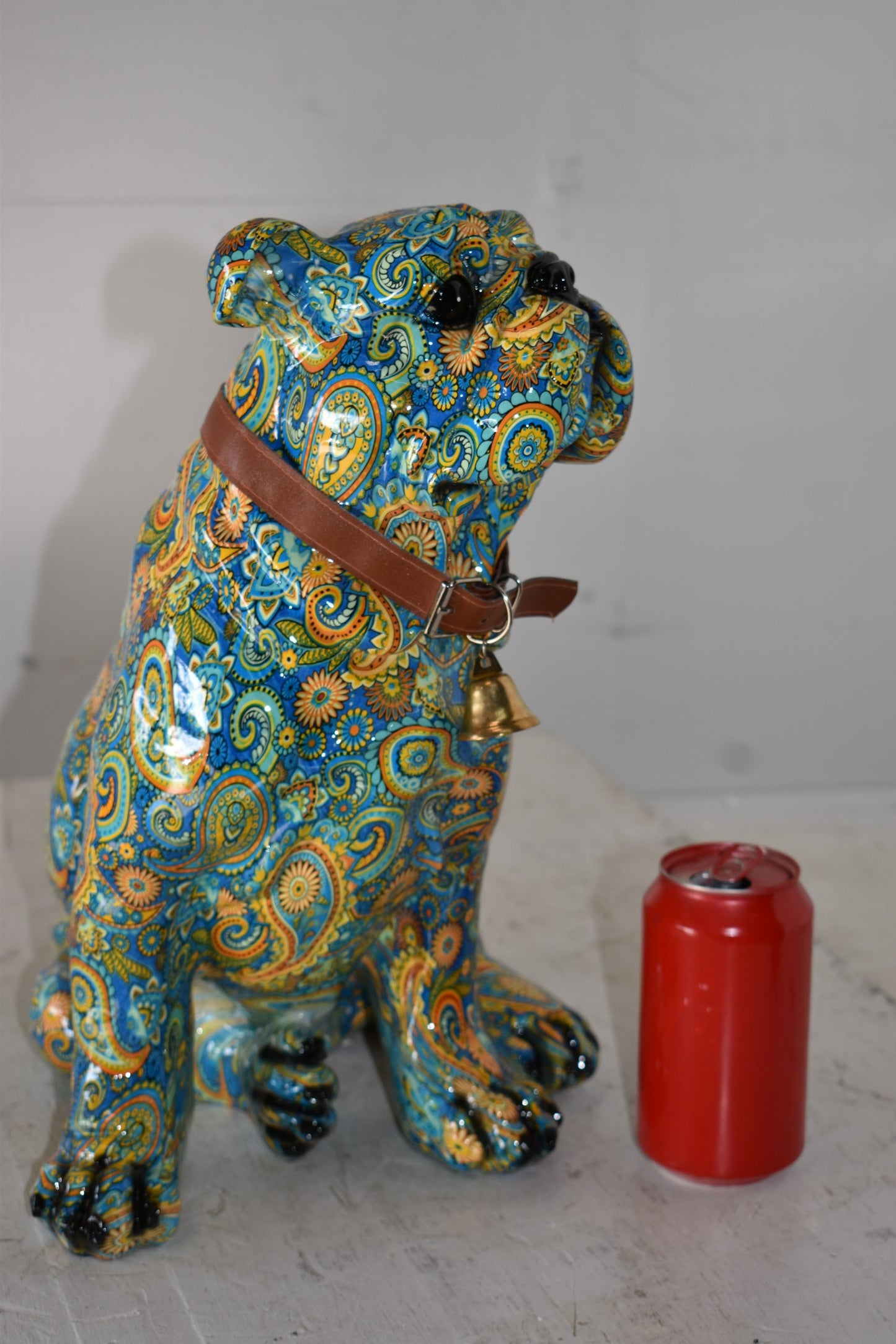 Modern Graffiti Bulldog Statue Made of Resin Size: 13" x 11" x 15"H