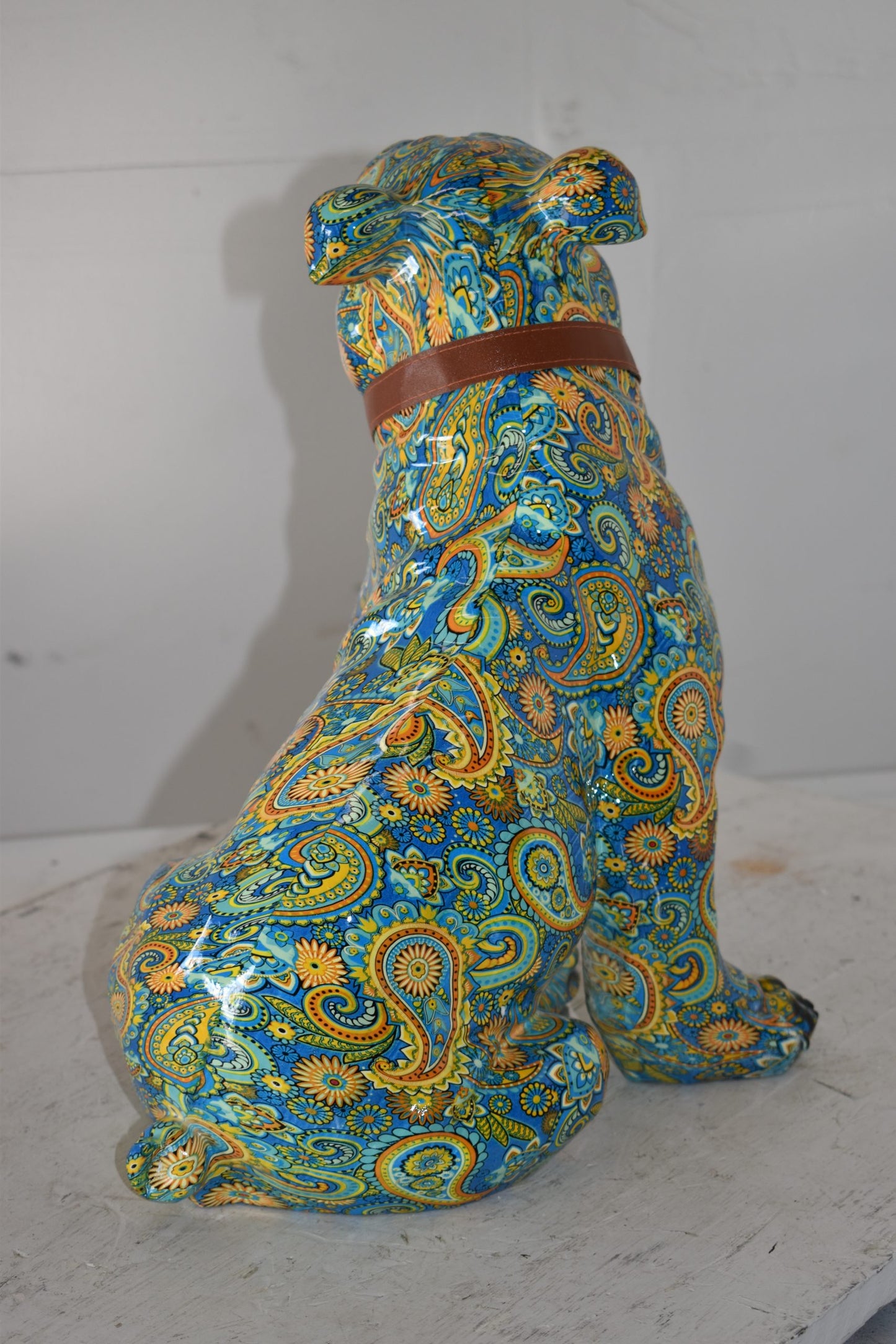 Modern Graffiti Bulldog Statue Made of Resin Size: 13" x 11" x 15"H