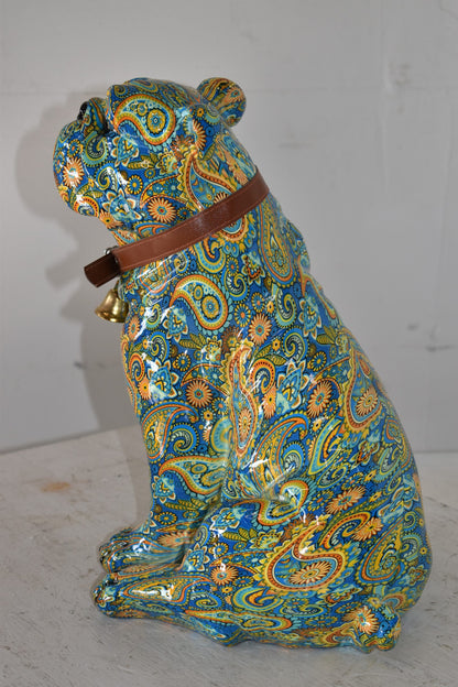 Modern Graffiti Bulldog Statue Made of Resin Size: 13" x 11" x 15"H