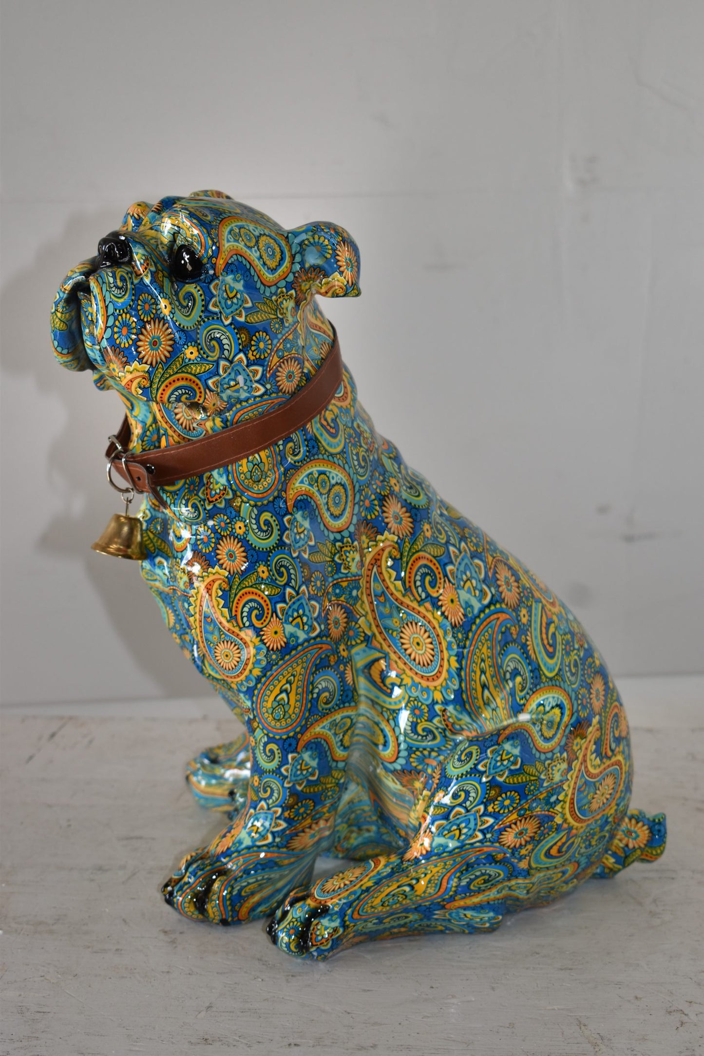 Modern Graffiti Bulldog Statue Made of Resin Size: 13" x 11" x 15"H