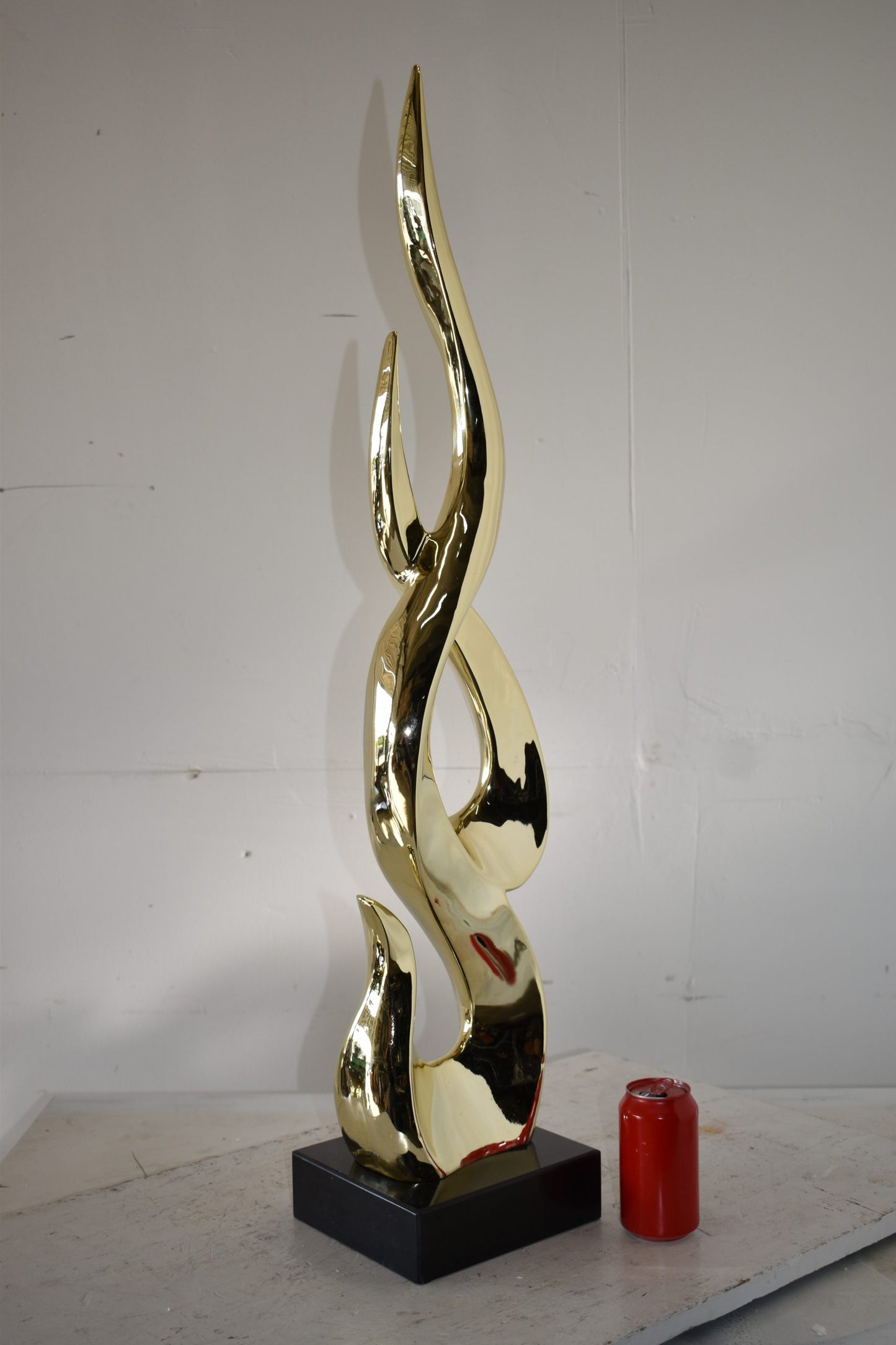 Gold Large Fire Abstract Made of Resin Size: 9" x 7" x 38"H