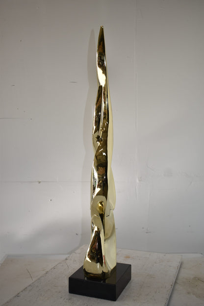 Gold Large Fire Abstract Made of Resin Size: 9" x 7" x 38"H