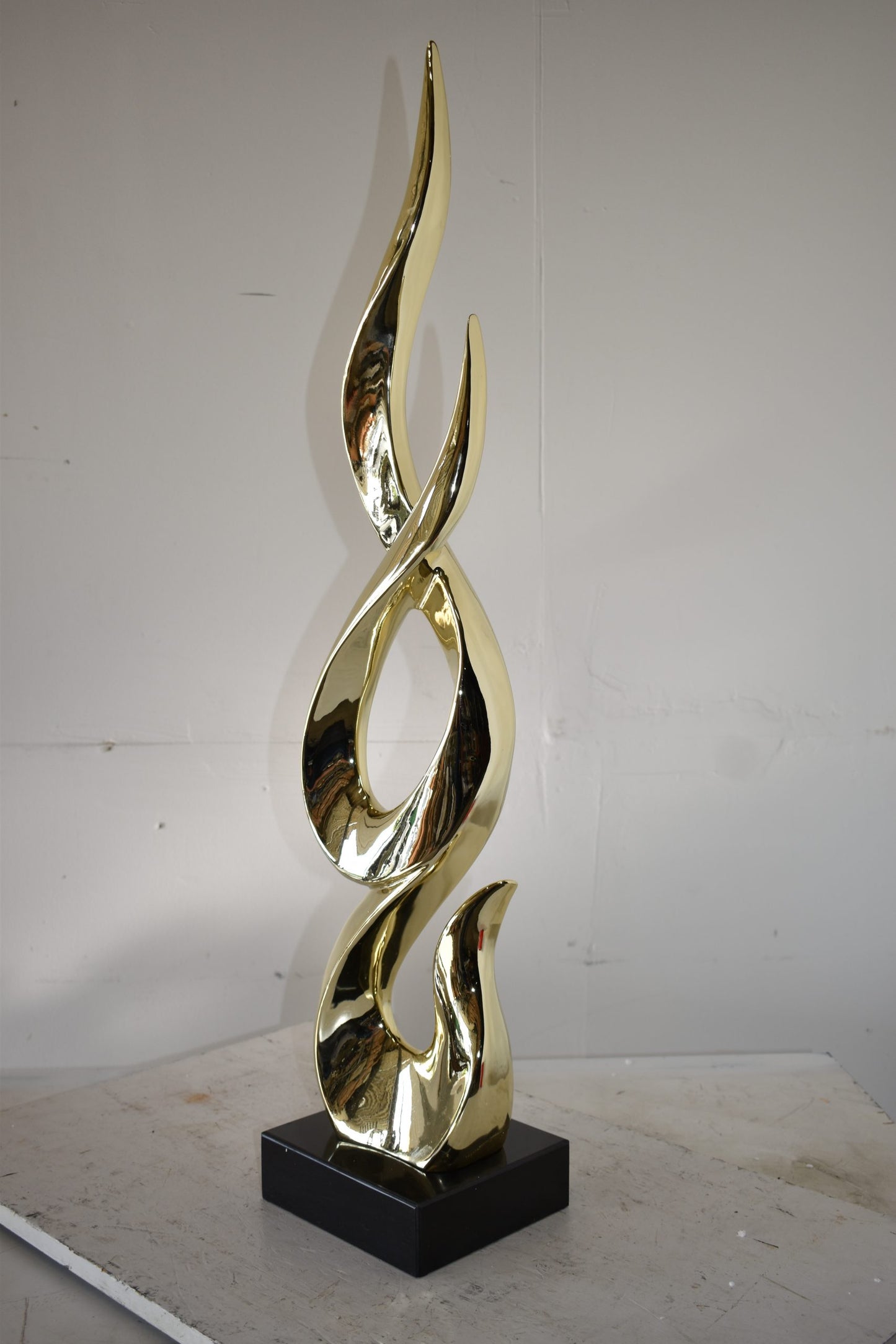 Gold Large Fire Abstract Made of Resin Size: 9" x 7" x 38"H