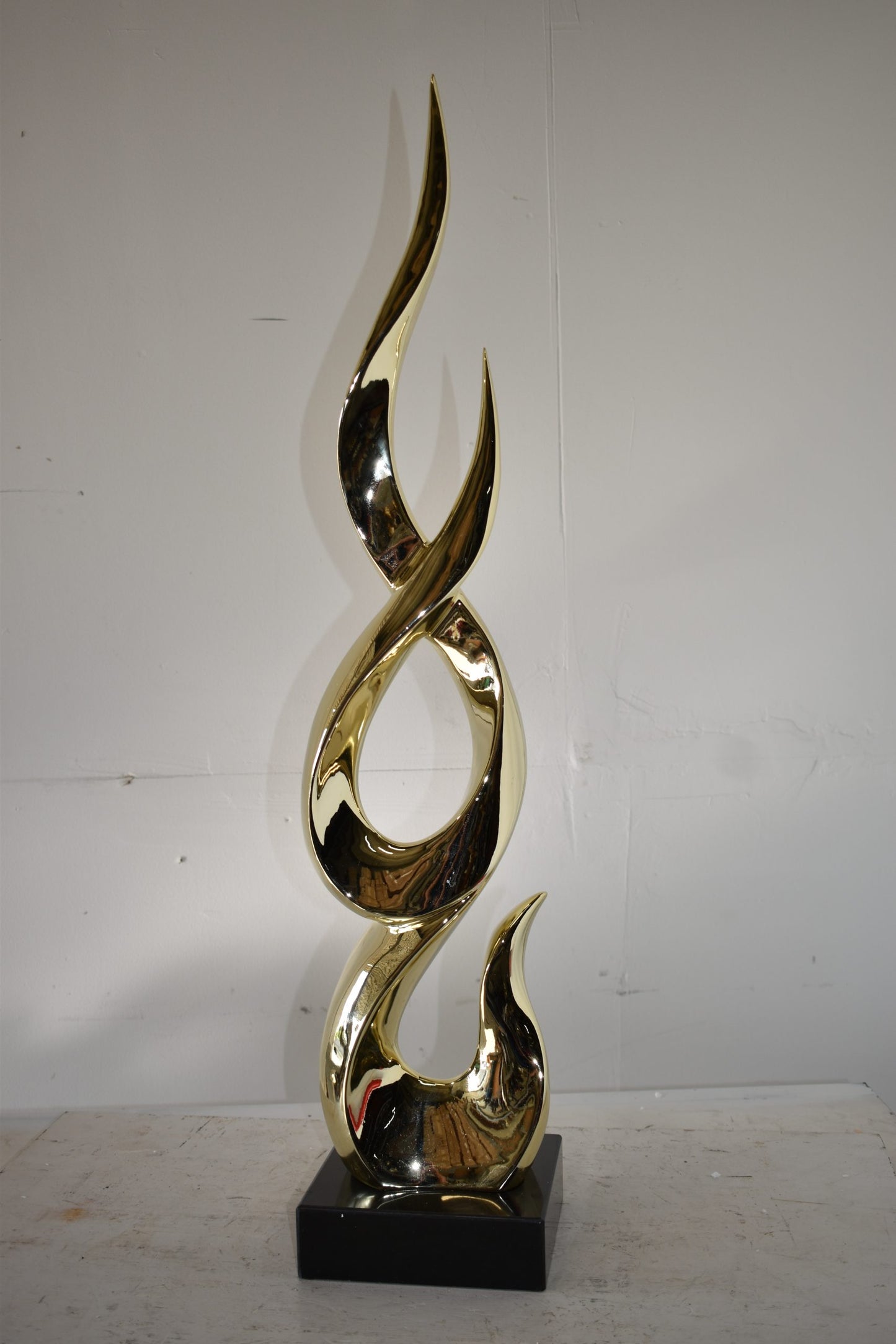 Gold Large Fire Abstract Made of Resin Size: 9" x 7" x 38"H