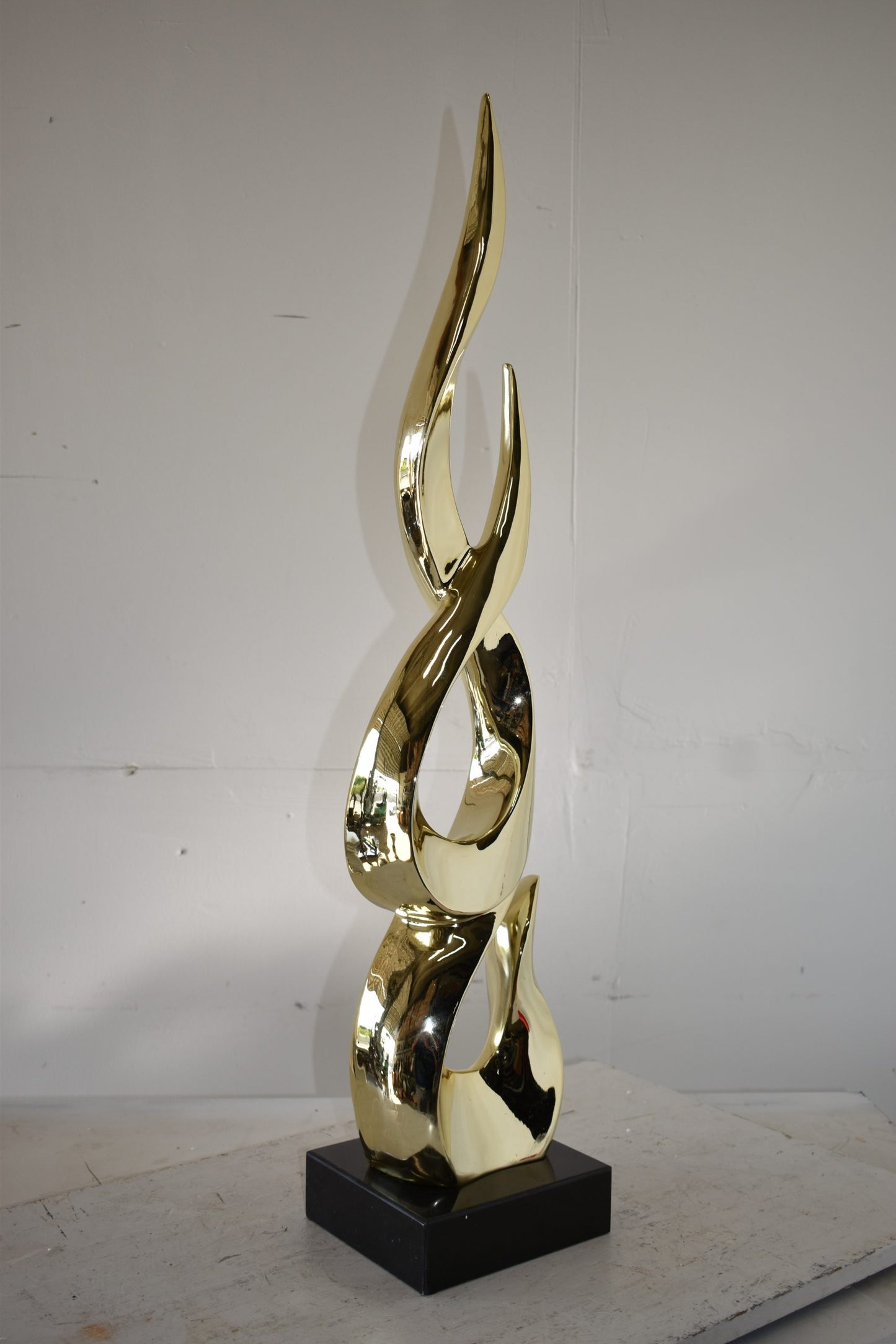 Gold Large Fire Abstract Made of Resin Size: 9" x 7" x 38"H