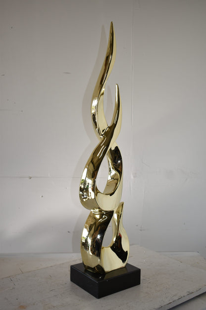 Gold Large Fire Abstract Made of Resin Size: 9" x 7" x 38"H