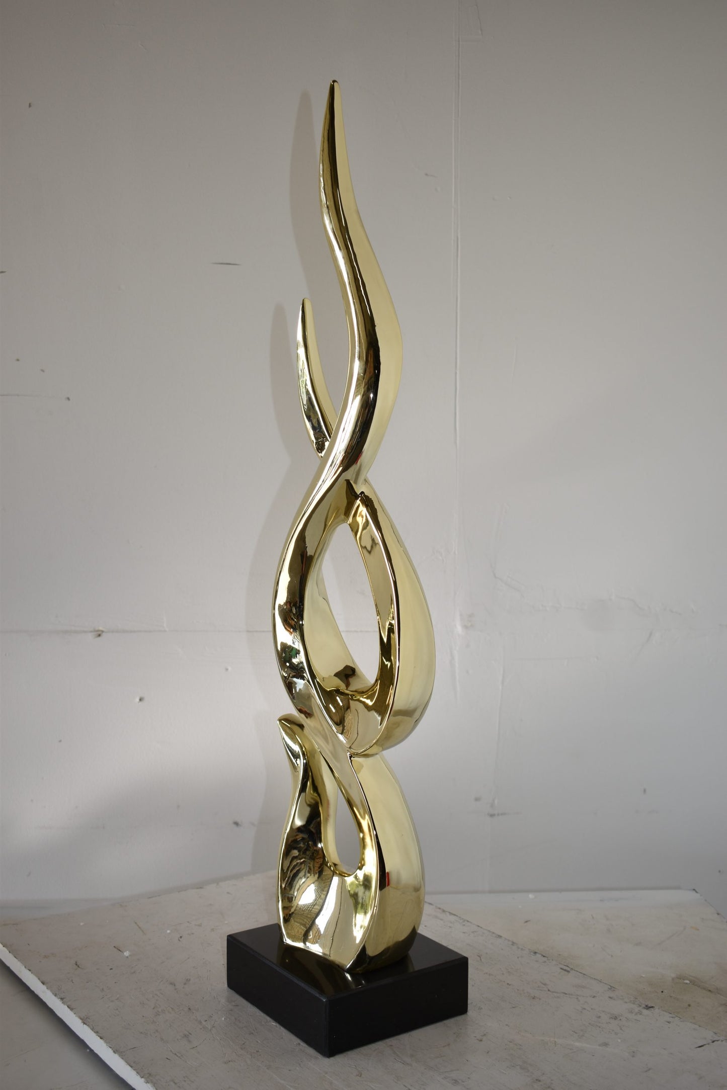 Gold Large Fire Abstract Made of Resin Size: 9" x 7" x 38"H