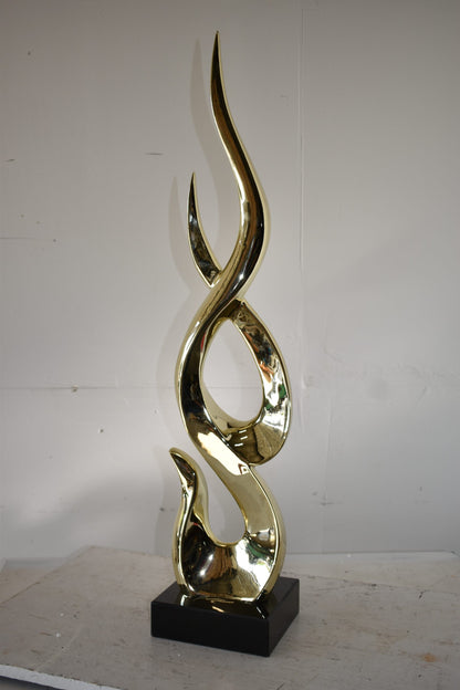 Gold Large Fire Abstract Made of Resin Size: 9" x 7" x 38"H