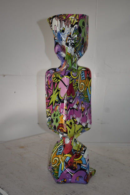 Modern Art of a Large Purple Graffiti Candy Resin Statue Size: 9" x 8" x 24"H