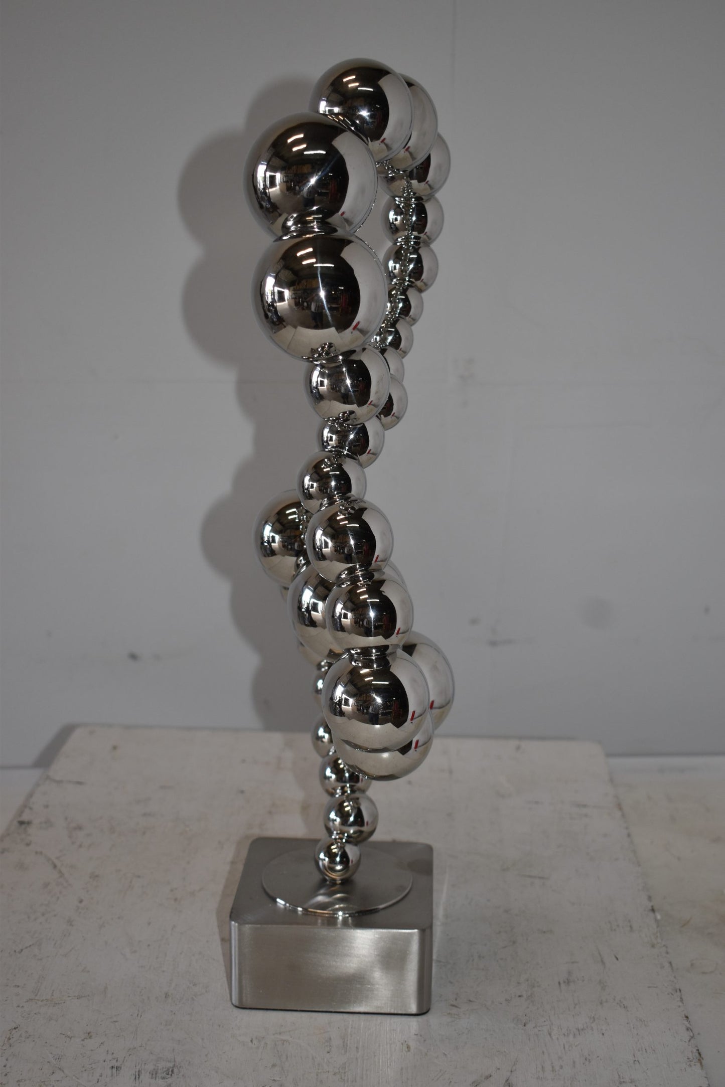 Modern Art Abstract Made of Shiny Metal Chrome Balls Size: 10" x 7" x 24"H