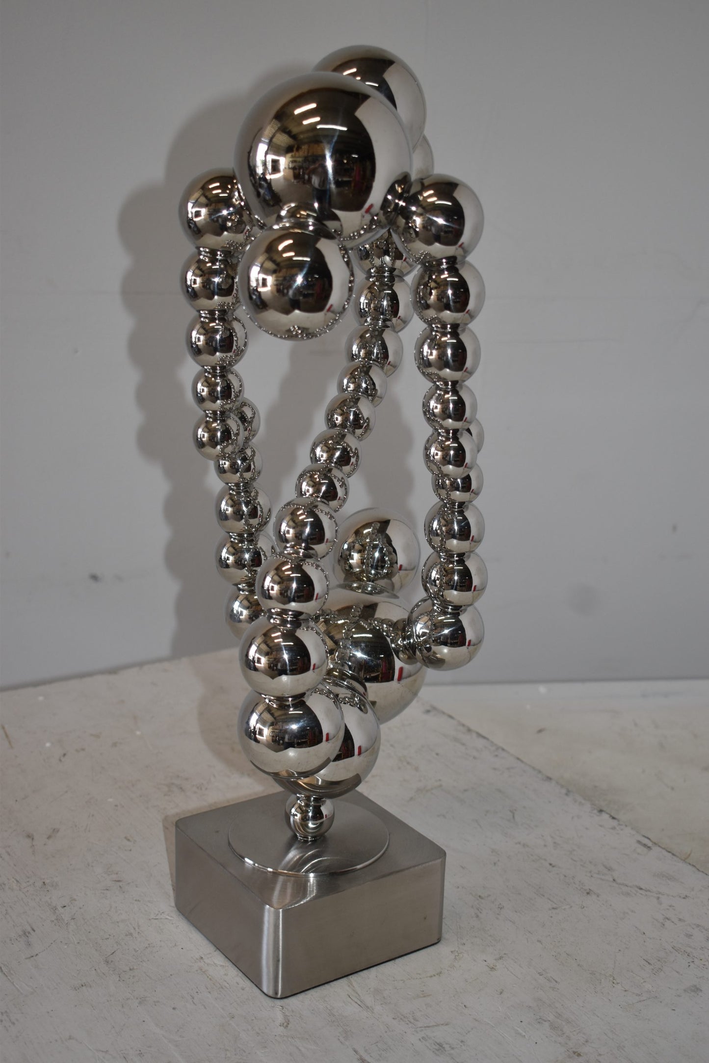 Modern Art of Acrobats in Action Made of Chrome Balls Size: 12" x 8" x 23"H