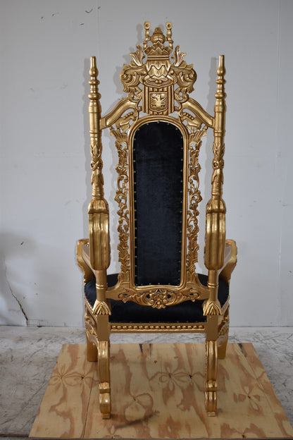 Gold and Black Fabric Lion Chair Size: 70" x 36" x 26"H