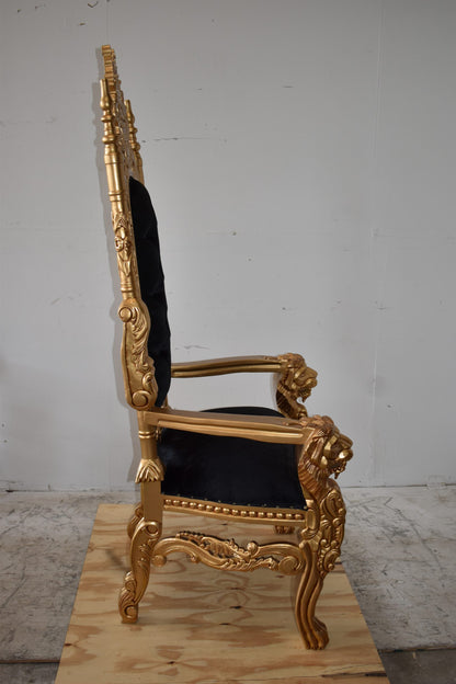 Gold and Black Fabric Lion Chair Size: 70" x 36" x 26"H