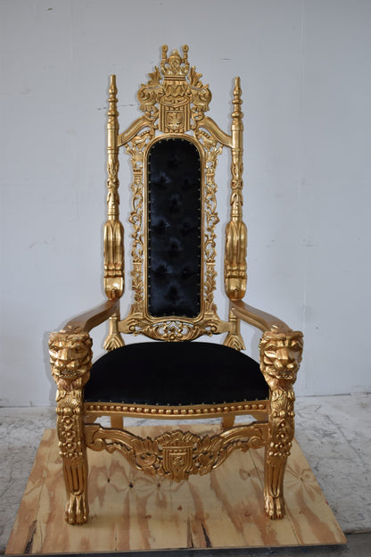 Gold and Black Fabric Lion Chair Size: 70" x 36" x 26"H