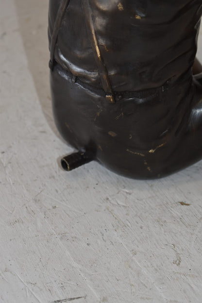 A little Boy Playing his Flute Bronze Fountain Size: 13" x 8" x 15"H