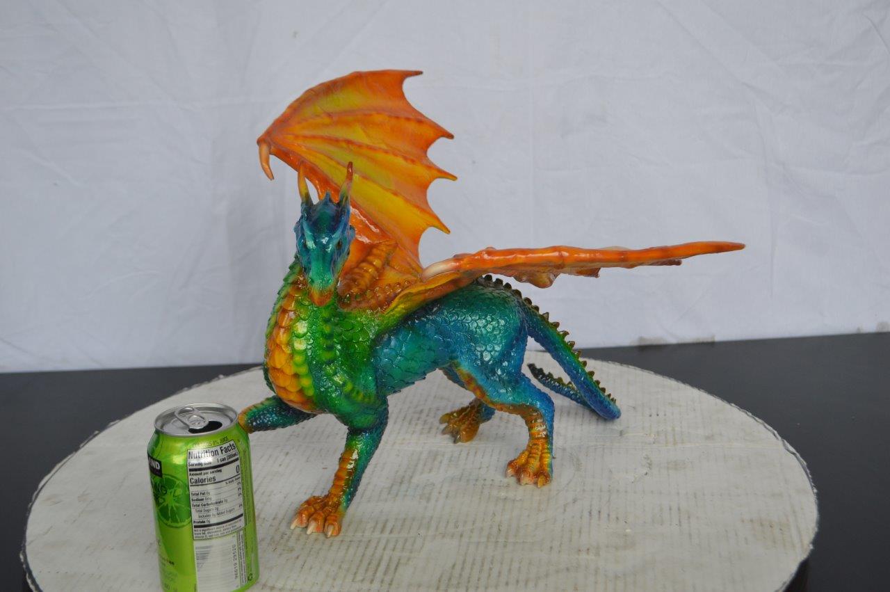 Painted Dragon Bronze Statue -  Size: 16"L x 15"W x 12"H.