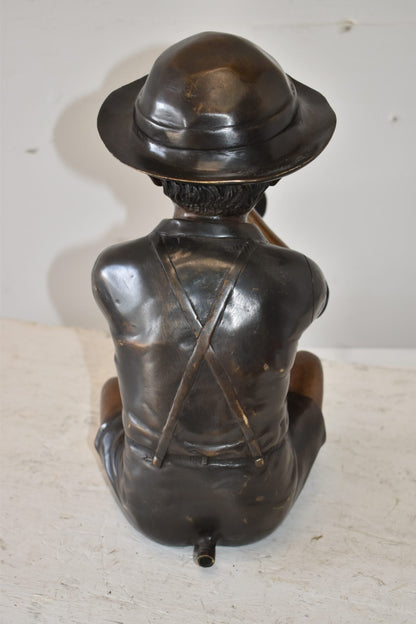 A little Boy Playing his Flute Bronze Fountain Size: 13" x 8" x 15"H
