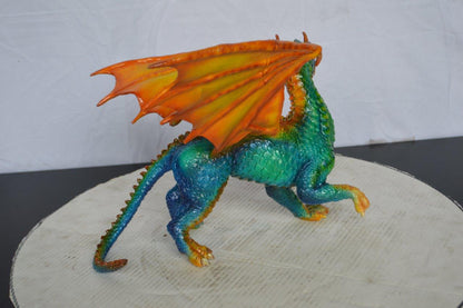 Painted Dragon Bronze Statue -  Size: 16"L x 15"W x 12"H.