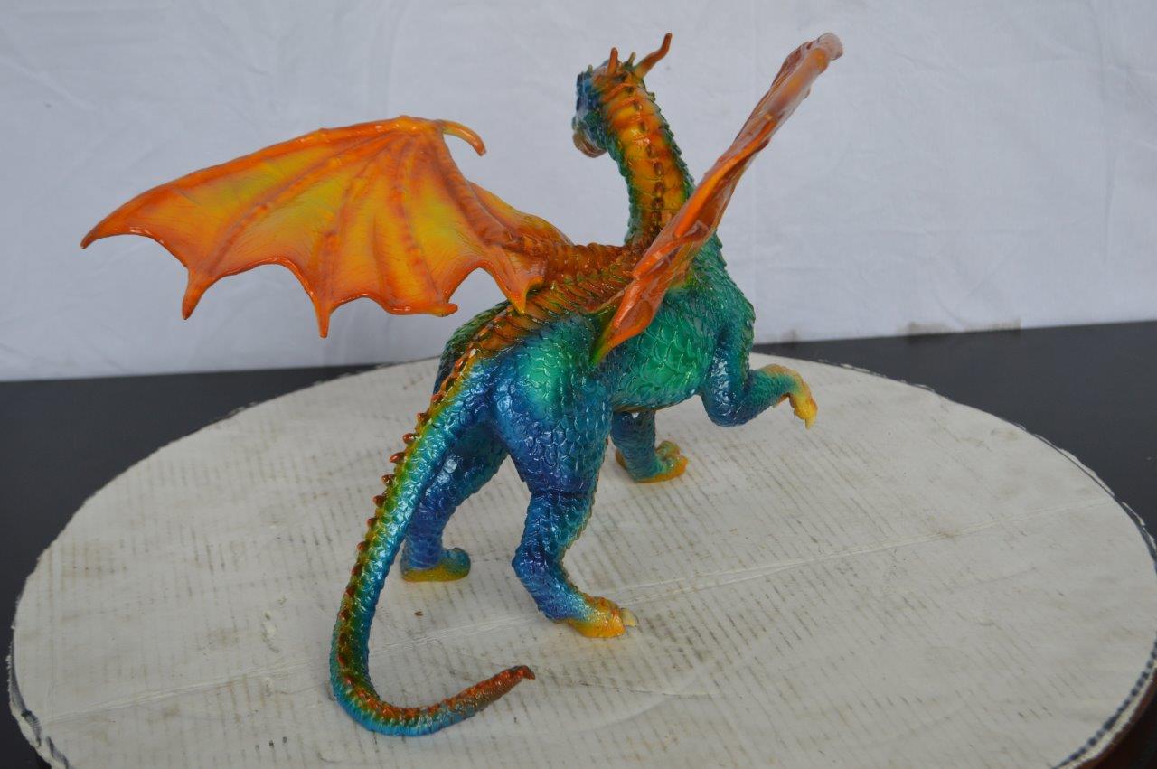 Painted Dragon Bronze Statue -  Size: 16"L x 15"W x 12"H.