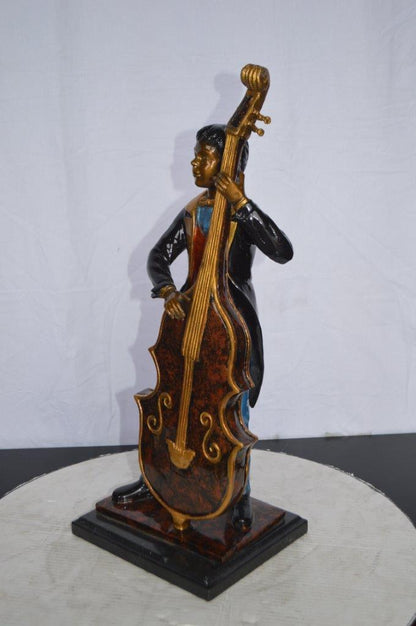 Musician Playing His Cello Bronze Statue -  Size: 8"L x 10"W x 23"H.