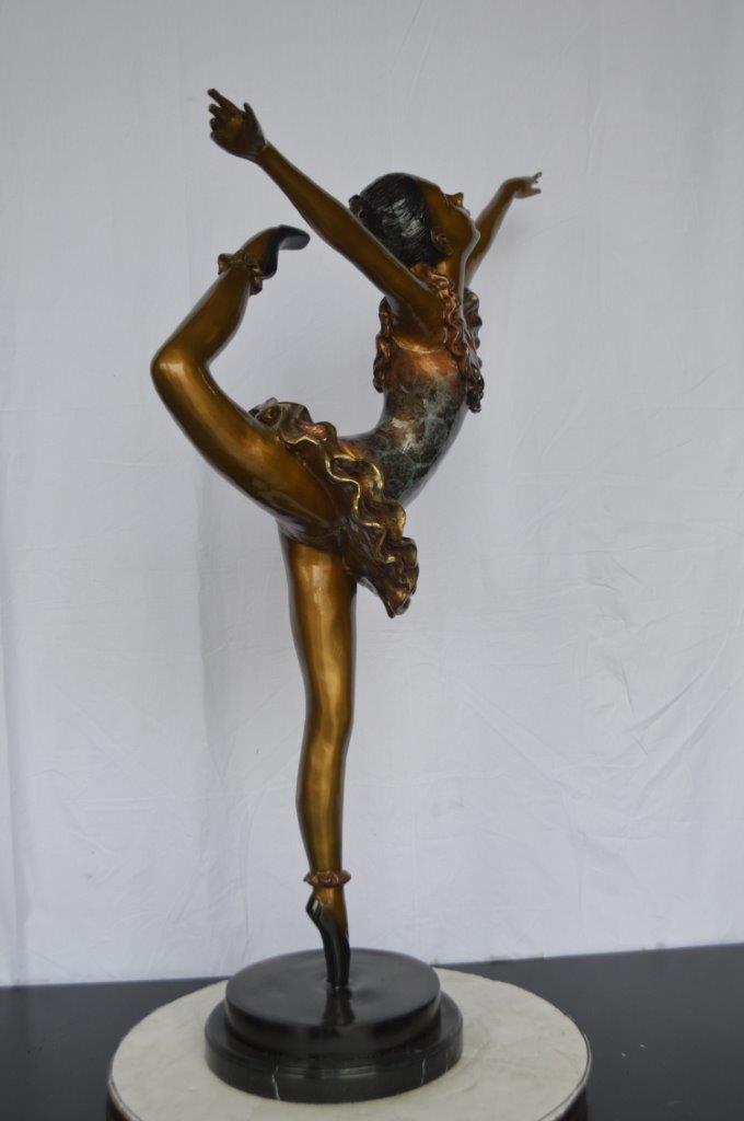 Ballet Dancer Dancing on one Leg Bronze Statue -  Size: 35"L x 14"W x 47"H.