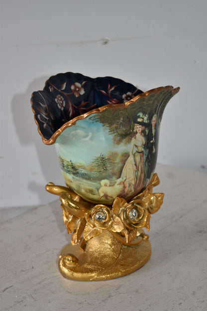 Blossoming Resin Vase with Mr. William Hallett Design Size: 9" x 8" x 12"H