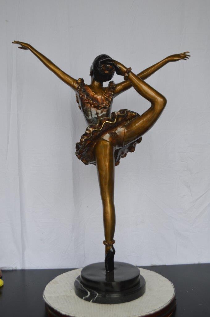 Ballet Dancer Dancing on one Leg Bronze Statue -  Size: 35"L x 14"W x 47"H.